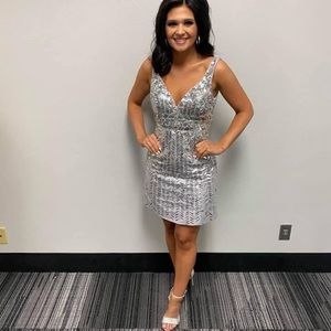 Tony Bowls silver cocktail dress